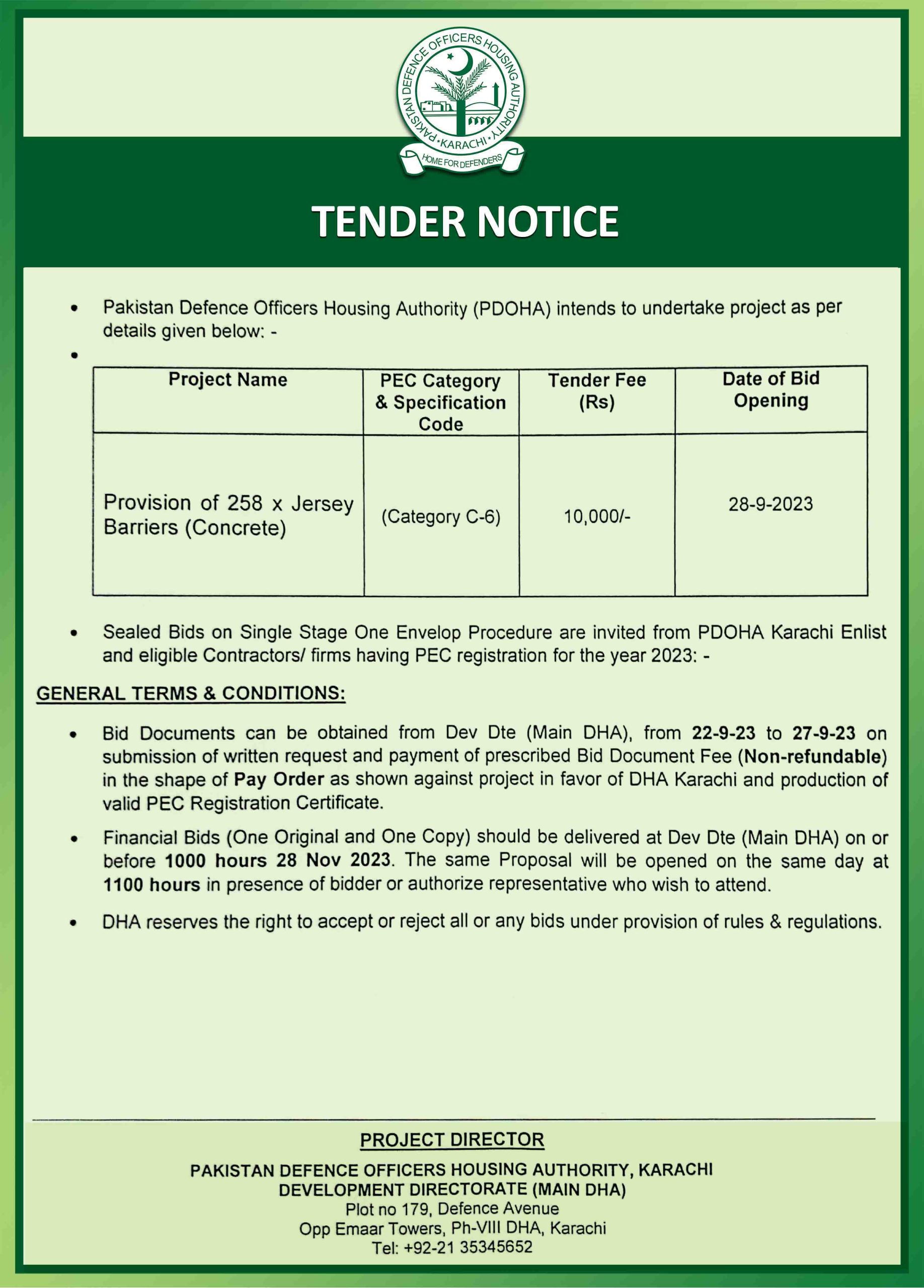 Tenders DHA Karachi