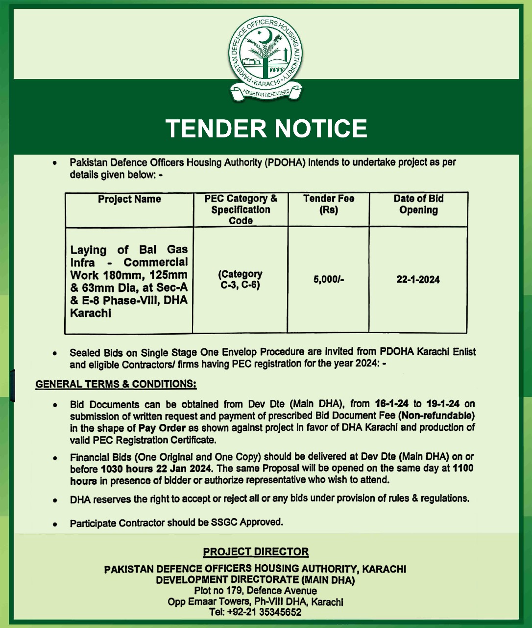 Tenders DHA Karachi