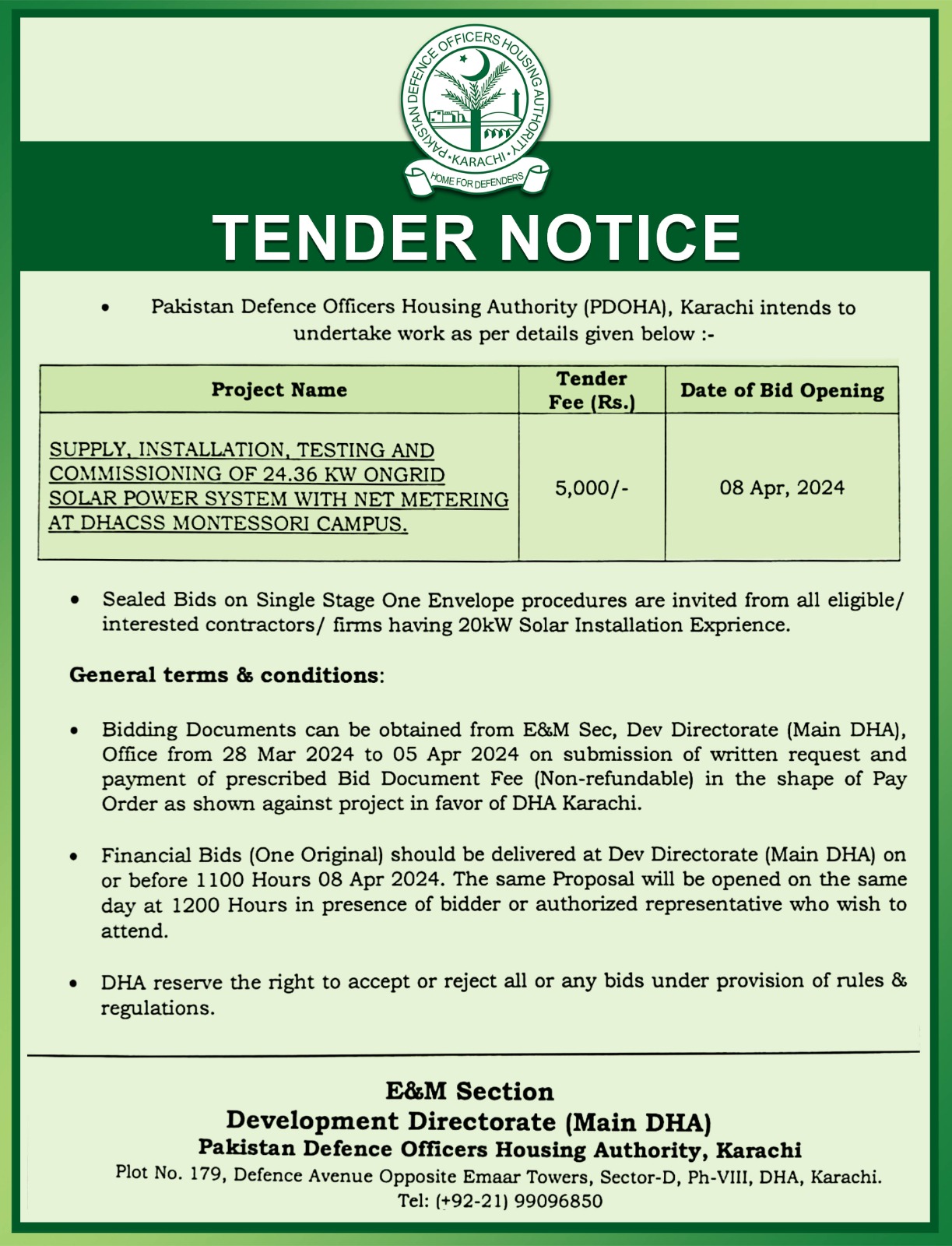 Tender Notice – Supply, Installation, testing and Commissioning of 24. ...