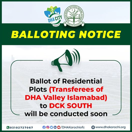 Balloting Notice DHA Karachi